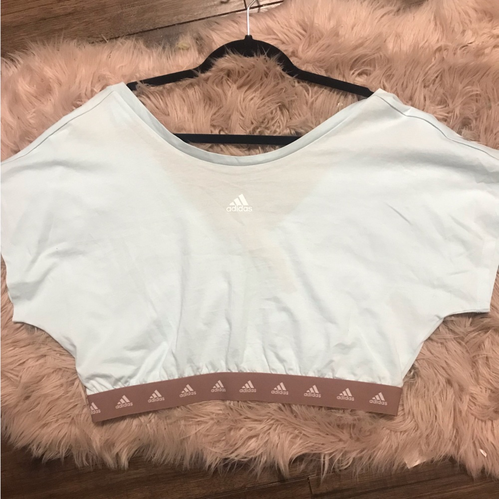 2 for $30 brand new NWT adidas cropped tshirt, medium, light blue